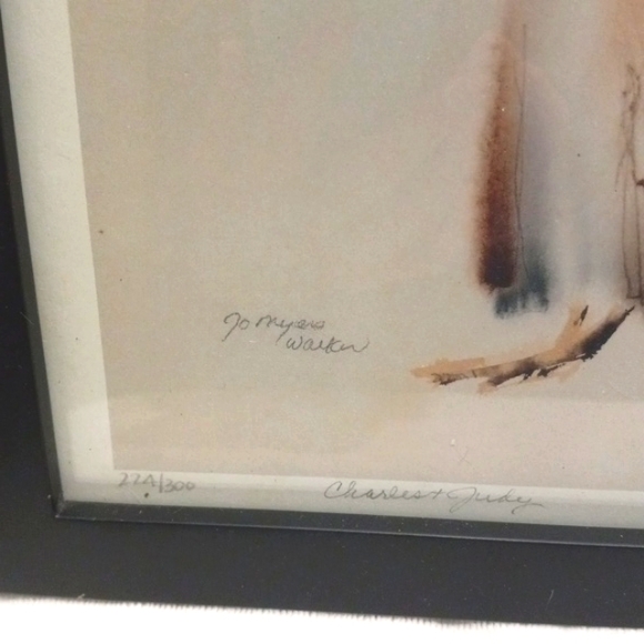 Framed  Signed by Jo Myers Walker, Watercolor Birds "Charles & Judy"  15" X 9" - Picture 2 of 8